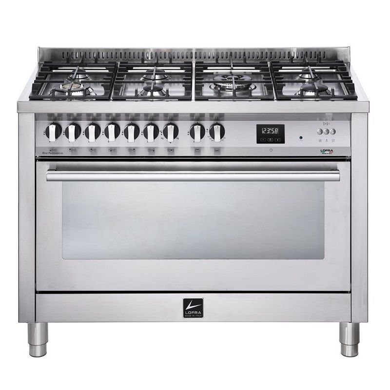 فرن غاز لوفرا 60×120 سم 7 شعلات - امان كامل - ستيل